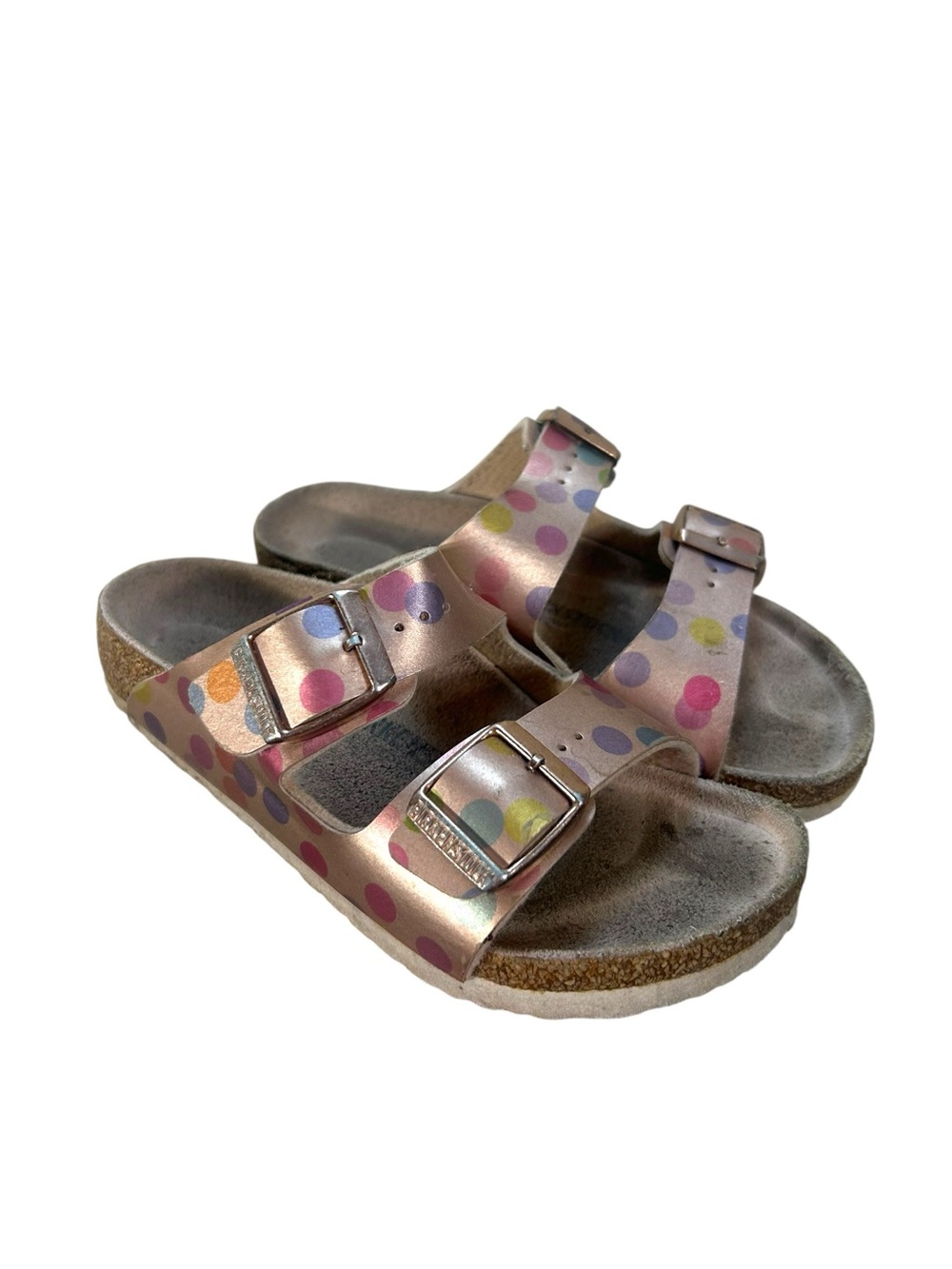 Kids Birkenstock Arizona Pink Polka Dot Two-Strap Sandals Size C12